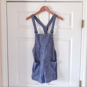 Blue & White Linen Overalls